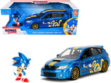 2012 Subaru Impreza WRX STI Blue Metallic with Graphics and Sonic The Hedgehog Diecast Figure Sonic The Hedgehog Hollywood Ri