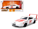 1969 Dodge Charger Daytona #25 White with Red Stripes Bigtime Muscle Series 1/24 Diecast Model Car by Jada