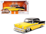 1956 Chevrolet Bel Air Yellow and Black Bigtime Muscle Series 1/24 Diecast Model Car by Jada