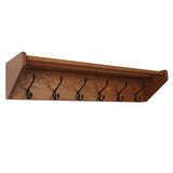 Wooden Mallet 6 Hook Shelf, Black Hooks, Medium Oak
