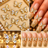 Queen - Nail Charms 10pc - #039 Gold White Butterflies