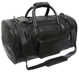 Black Leather Dual Zippered Duffel