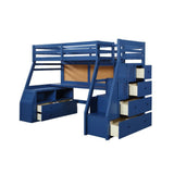 Storage Twin Loft Bed, Navy Blue Finish
