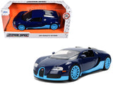 2011 Bugatti Veyron Dark Blue with Light Blue Accents HyperSpec Series 1/24 Diecast Model Car by Jada