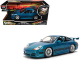 Porsche 911 GT3 RS (996) Blue Color Brush Finish Fast Five (2011) Movie 25 Years of Fast & Furious Series 1/24 Diecast Model
