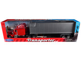 Peterbilt 379 Truck Red with Silver Container Transporter Series 1/32 Diecast Model by Welly