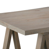 Sawhorse Solid Wood Modern Industrial 56 Inch Wide Writing Desk In Distressed Grey