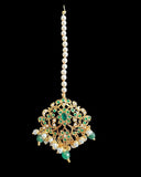 C568 Gold plated jadau choker in emerald pearls ( SHIPS IN 5 WEEKS )