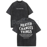 Prayer Change Things Vintage Washed T-Shirt – Christian Faith Graphic Tee, Lightweight Retro Cotton Streetwear