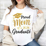 "Proud Mom of a 2026 Graduate" T-Shirt – Graduation Cap & Tassel Graphic Tee, Premium 100% Cotton Senior Mom Top, Soft Lived-In Heavyweight Milestone Shirt, Made in USA