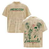 Mexico World Football Tour 2026 T-Shirt – Retro Anime Soccer Graphic Tee, Vintage Washed Mexico Football Lightweight Cotton Unisex Top