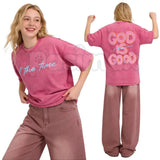 God Is God All The Time T-Shirt – Retro Christian Faith Graphic Tee, Vintage Washed Inspirational Lightweight Cotton Religious Praise Top