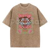 Wayii Fashion The Heavens Roaring Tiger T-Shirt – Unisex Acid Wash Vintage Graphic Tee, Lightweight Retro Cotton Streetwear Top