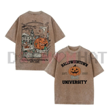 Vintage "Halloweentown University Est 1998" T-Shirt - Washed Black Cotton Oversized Front & Back Print Tee