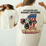 Daredevil Legend Evel Knievel Tee โ Live Hard Ride Fast T-Shirt, American Rider Unisex Cotton Shirt, Cool Biker Gift