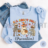 All About Fall Prevention Sweatshirt - Halloween Physical Therapy & Thanksgiving Nurse Crewneck