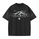 Hellstar Washed T-Shirt – Retro Oversized Heavyweight Cotton Graphic Tee, Vintage Mineral Faded Hip-Hop Streetwear Unisex Top