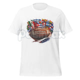 "Together We Are America" Football Graphic T-Shirt - Latino Heritage Sports Tee, Premium Heavyweight Valentine's Day Gift for Men, Vintage Unity Gridiron Shirt, Hispanic Pride Football Apparel, Made in USA Custom Graphic Top