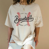 "Livin' That Baseball Mom Life" Short Sleeve Crew Neck - Premium 100% Cotton Baseball Mom Graphic Tee, Game Day Sports Mom Gift, Soft Lived-In Heavyweight Bleacher Life Shirt, Cactus & Clay Aesthetic Baseball Top, Made in USA Team Mom Apparel