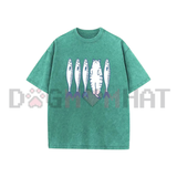 "Cat and Fish Cartoon Graphic" Casual T-Shirt