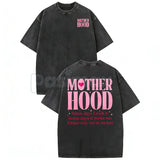 Motherhood Vintage Washed Tee – Aesthetic Minimalist Mom Life Graphic T-Shirt