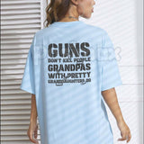 "Grandpas With Pretty Granddaughters" Funny T-Shirt - Protective Grandpa Graphic Tee, Premium 100% Cotton Humor Shirt, Funny Gift for Grandfather, Sarcastic Family Protection Top, Soft Lived-In Patriotic Humor Apparel