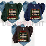 Retro Holiday VHS Tapes Graphic Sweatshirt - Vintage Christmas Movie Night Cotton Blend Unisex Crewneck Pullover