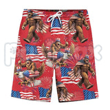 Bigfoot Firework Hawaiian Shirt – Patriotic USA Flag Aloha Shirt for Summer Holidays