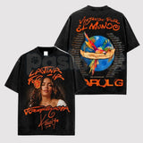 Viajando Por El Mundo Tropitour T-Shirt – Vintage Washed Tropical Graphic Tee, Retro Travel Tour Cotton Shirt, Unisex Latin Summer Streetwear