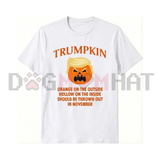 Trumpkin Halloween Sarcastic Graphic Tee - Funny Political Pumpkin Soft Cotton Unisex Fall Humor T-Shirt