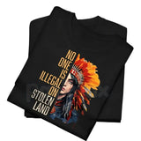 "No One Is Illegal On Stolen Land" Vintage Shirt - Indigenous Rights & Immigration Reform Graphic Tee, Social Justice Activist Shirt, Premium Heavyweight Unisex Human Rights Top, Decolonize Borders Apparel, Vintage Protest Statement Tee