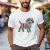 Rainbow Line Puppy Graphic T-Shirt – Artistic Vibrant Animal Print Unisex Crewneck Tee