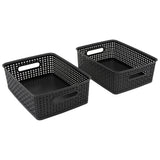 Plastic Weave Bin, Medium, Black (2-Pack)