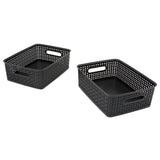 Plastic Weave Bin, Medium, Black (2-Pack)