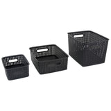 3 Pack Plastic Weave Bin: 1 Ea Small, Medium, Large