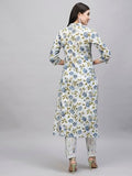 Anni Designer Women'S Cotton Blend Straight Printed Kurta With Pant (Dafiya Green_L_Green_Large),Green,L,Cotton Blend,Dafiya_1426,Kurta