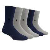 Footprints Bamboo & Organic Cotton MenS Formal Socks | AntiOdour & Breathable | Pack Of 5 (3 Grey, 2 Navy)
