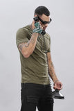 Adro Men'S V Neck Solid Cotton T-Shirt (Vn-M-Pln-Ol_Olive_L)