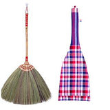 SN SKENNOVA 1 Piece of 24'inch Tall of Thai Natural Grass Broom and 1 Piece of Loincloth Storage Bag Asian Broom Hand Broom Dust