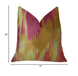 Plutus Brands Plutus Olavanna Ikat Handmade Throw Pillow, 12 X 20, Magenta/Orange/Cream