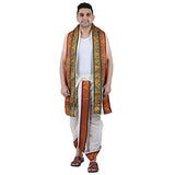 Prakasam Cotton Men'S Panchakacham (Ready To Wear) Dhoti Towel Set With Pocket- Free Size. (Half White-2)