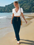 Toplot Women Casual Slanted Pocket Elastic Waist Tapered Pants (Pleated-Pant-5194-Turquoise-34),Turquoise,34,B0D9JFVTJV