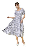 Oomph! Women'S Western & Fusion Wear Printed Crepe Dress For Women Puffed Sleeve Multicolor - Md991,Slate GreyApparel,S