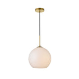 Elegant Lighting Living District Baxter 1-Light Metal Pendant In Brass And Frosted White