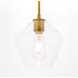 Elegant Lighting Living District Indoor Modern Home Decorative Bright Ceiling Gene 1 Light Brass And Clear Glass Pendant