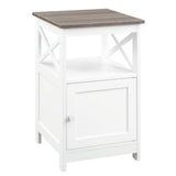 Convenience Concepts Oxford End Table with Storage Cabinet and Shelf, Driftwood/White