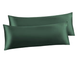 Ersmak Satin Body Pillow cover Set of 2, 20x54 Inches, Dark Green, Ultra Soft, Stain Resistant, Polyester Satin Fabric, 2 Pack
