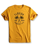 Adro Florida Paradise Life Mens Printed T-Shirt (S, Mustard)