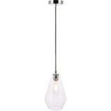 Living District Gene 1-Light Mid-Century Metal Pendant In Chrome And Clear