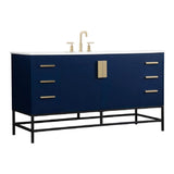 Elegant Decor Indoor Modern Under Sink Bathroom Fixtures Storage Organizer Cabinet 24 Inch Single Bathroom Vanity - Green With B